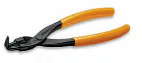 130X09 90°-os hajlított belső Seeger-fogó, barnított, PVC-bevonattal